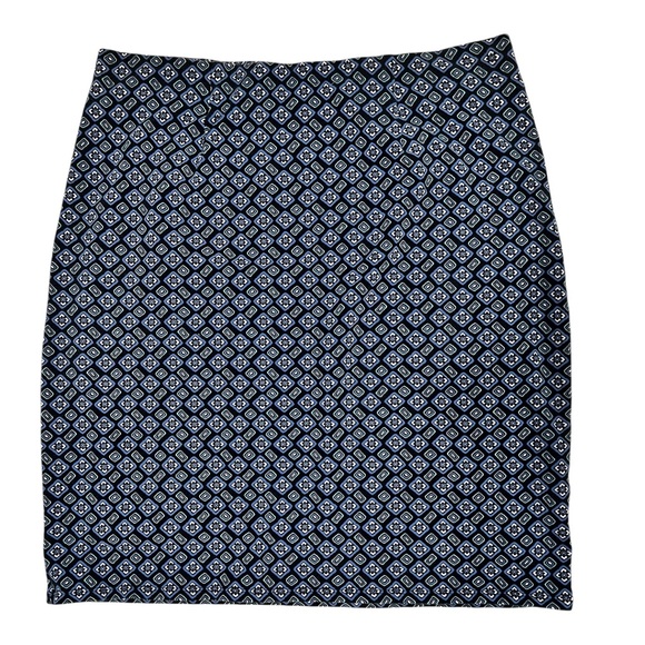 J Jill Geometric Print Elastic Waist Pull On Skirt Knee Length Blue Small - Picture 6 of 10